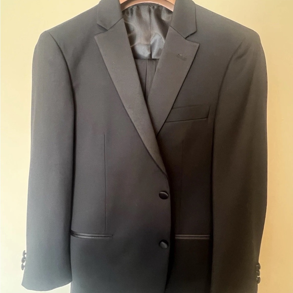 40S Black Giorgio Fiorella Men's Suit Jacket Pants Size 34 Adjustable